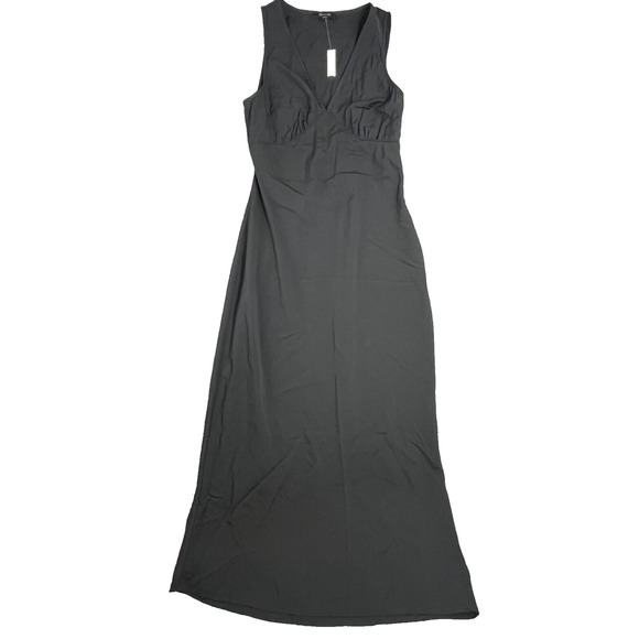 Madewell Ariana Midi Dress Size 0 Black Textured Empire Minimalist 90s Feminine - Picture 1 of 9